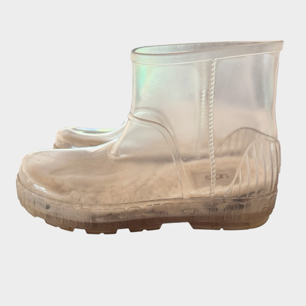 UGG Women's mini Clear Pull-On Ankle Rain Boots Rubber  Slip-on Size 8 DRIZLITA